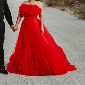 Elise red tulle gown